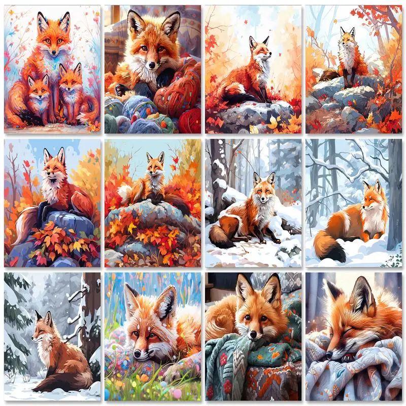 

GATYZTORY Frame Painting By Numbers For Adults Diy Crafts Snow Fox Coloring By Numbers On Canvas Drawing On Number