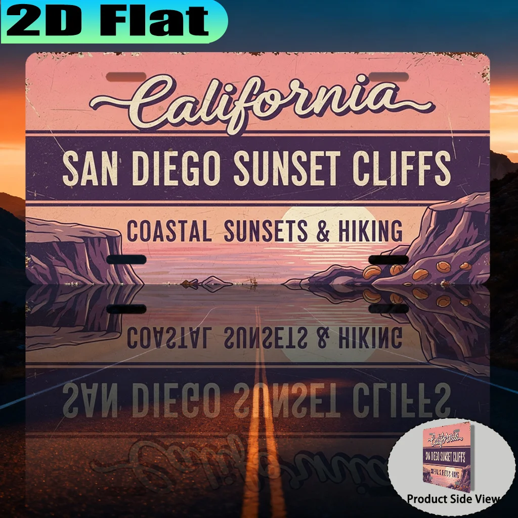2D Flat - 【2D Flat】 2D Flat - [2D Flat] A Vintage Aluminum Sign (30.48X15.24 cm) from Sunset Cliffs in San Diego, California, fo