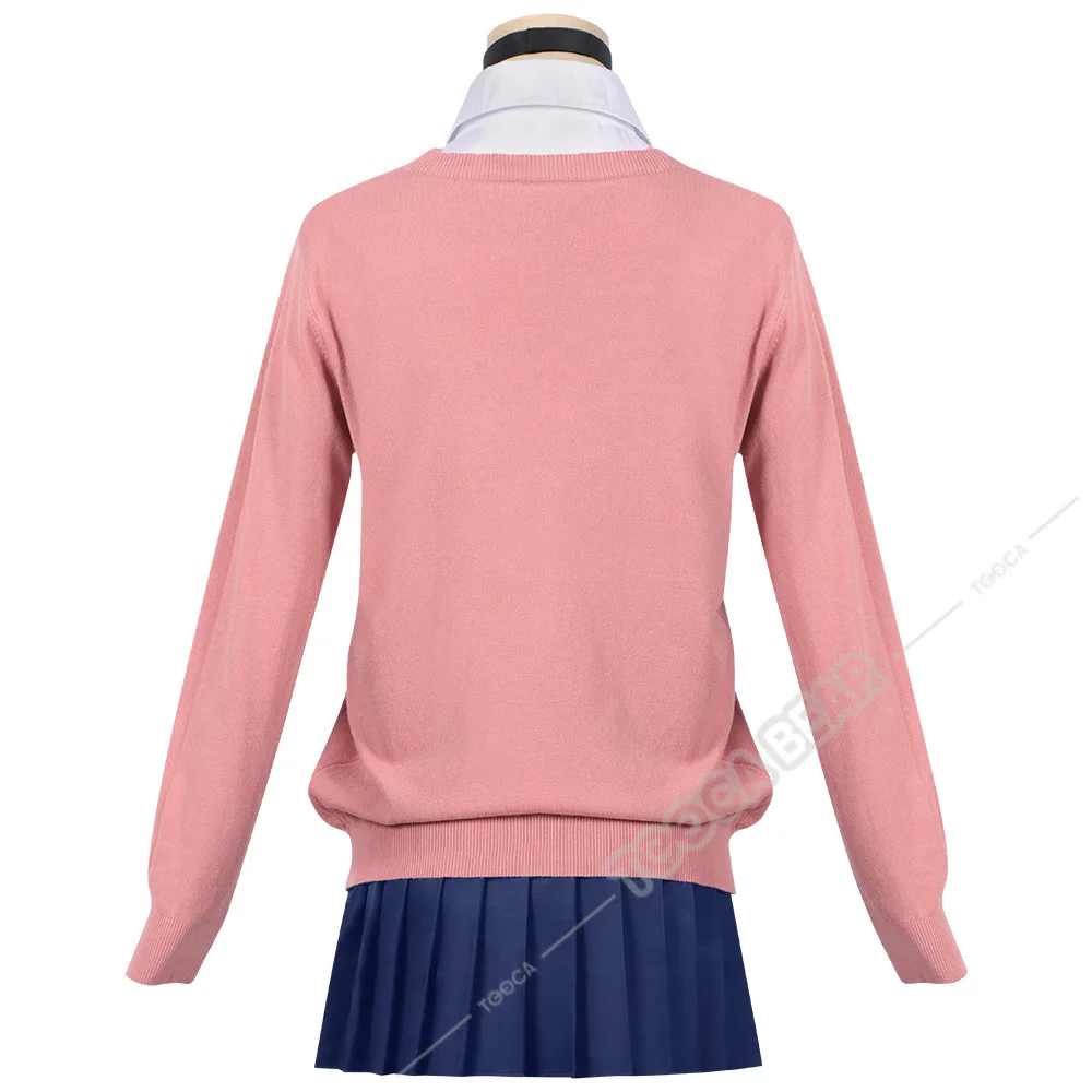 Momo ayase cosplay traje anime dandadan peruca rosa camisola de malha saia superior brincos uniforme escolar meias okarun dia das bruxas