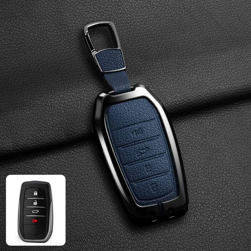 Passende Schlüsselhülle aus Zinklegierung und Leder für Toyota CHR Hilux Fortuner Land Cruiser 200 Camry Corolla Crown RAV4 Highland – Detail 39