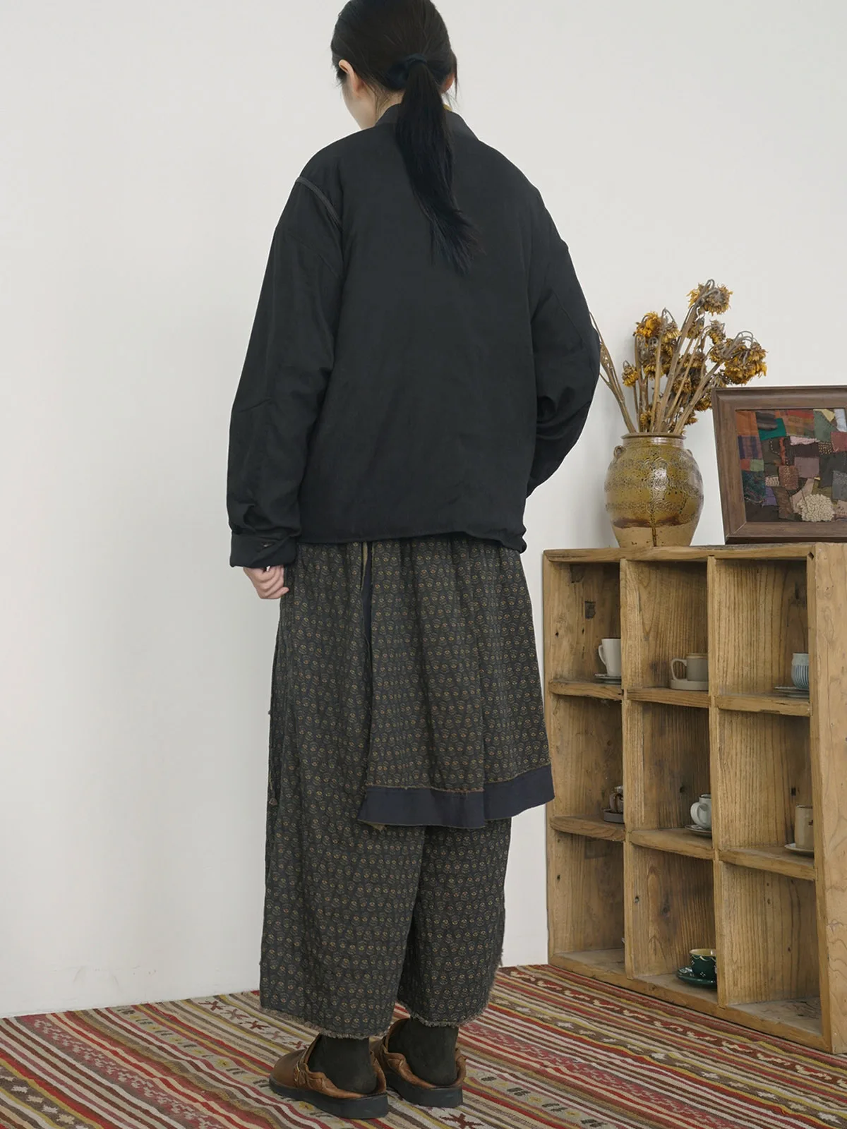 Original doux Faux cuivre ammoniaque veste décontractée femmes rétro épissage vêtements d'extérieur bouton d'ouverture latérale ample mince matelassé manteau court