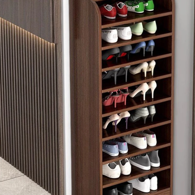 

Solid wood shoe rack, narrow multi-layer shelf in the corner of the household door, storage shoe cabinet