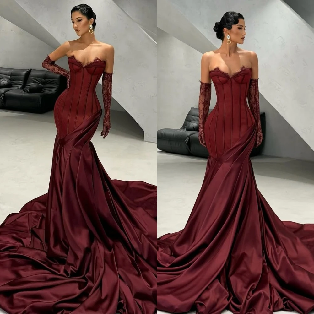 تخصيص حورية البحر بلا حمالات بلا أكمام أنيقة حساسة مساء اللباس الموضة الحديثة فساتين المشاهير عالية الجودة فستان الحفلة الراقصة