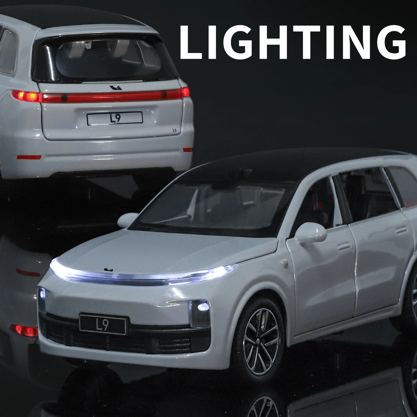 โมเดลรถอัลลอยด์ LEADINGIDEAL Li Auto L9 SUV ขนาด 1:32 พร้อมเสียงและไฟ มีระบบดึงกลับ ของเล่นสะสมสำหรับเด็ก ของขวัญวันเกิด