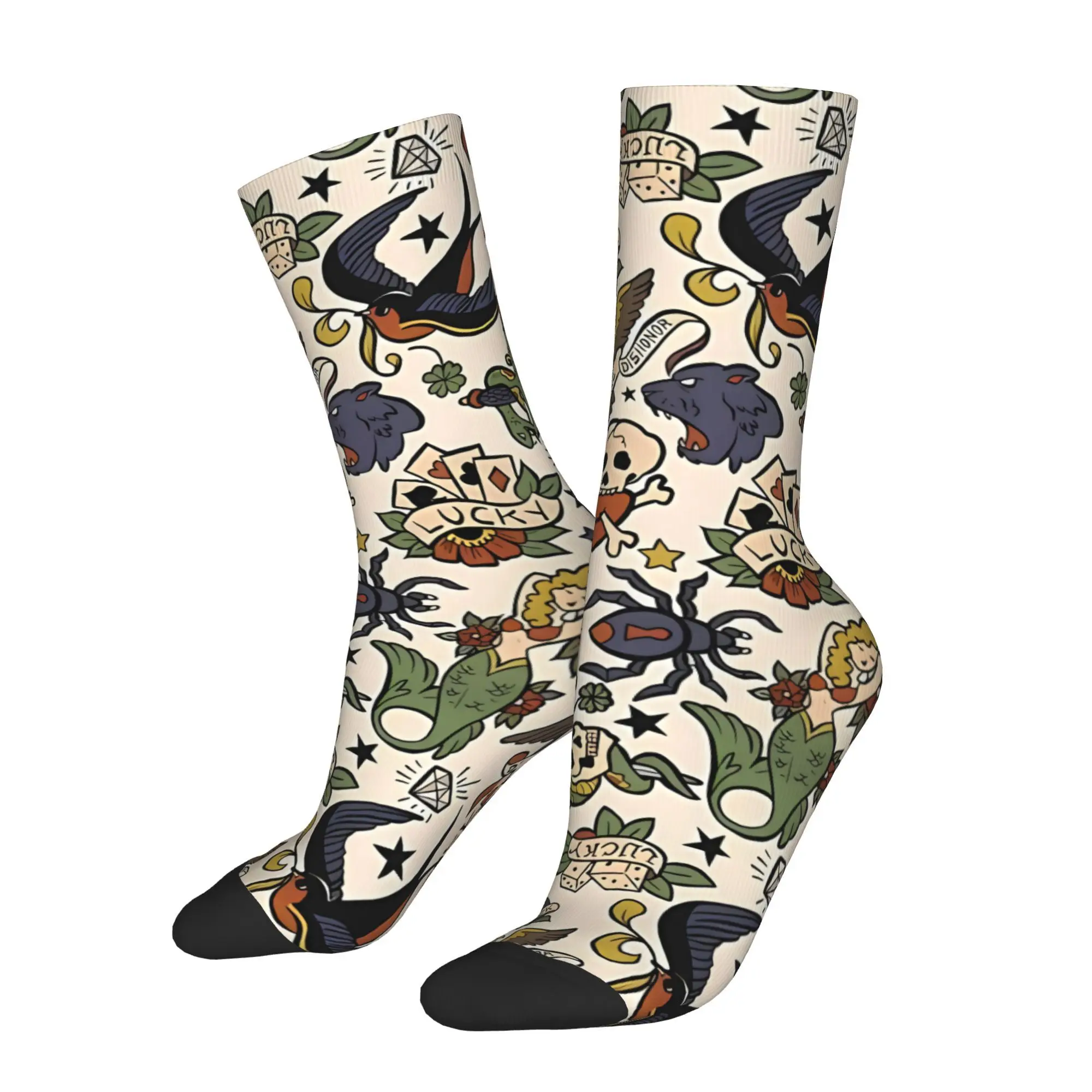 

Флэш-тату, носки с принтом, мужская мода из полиэстера