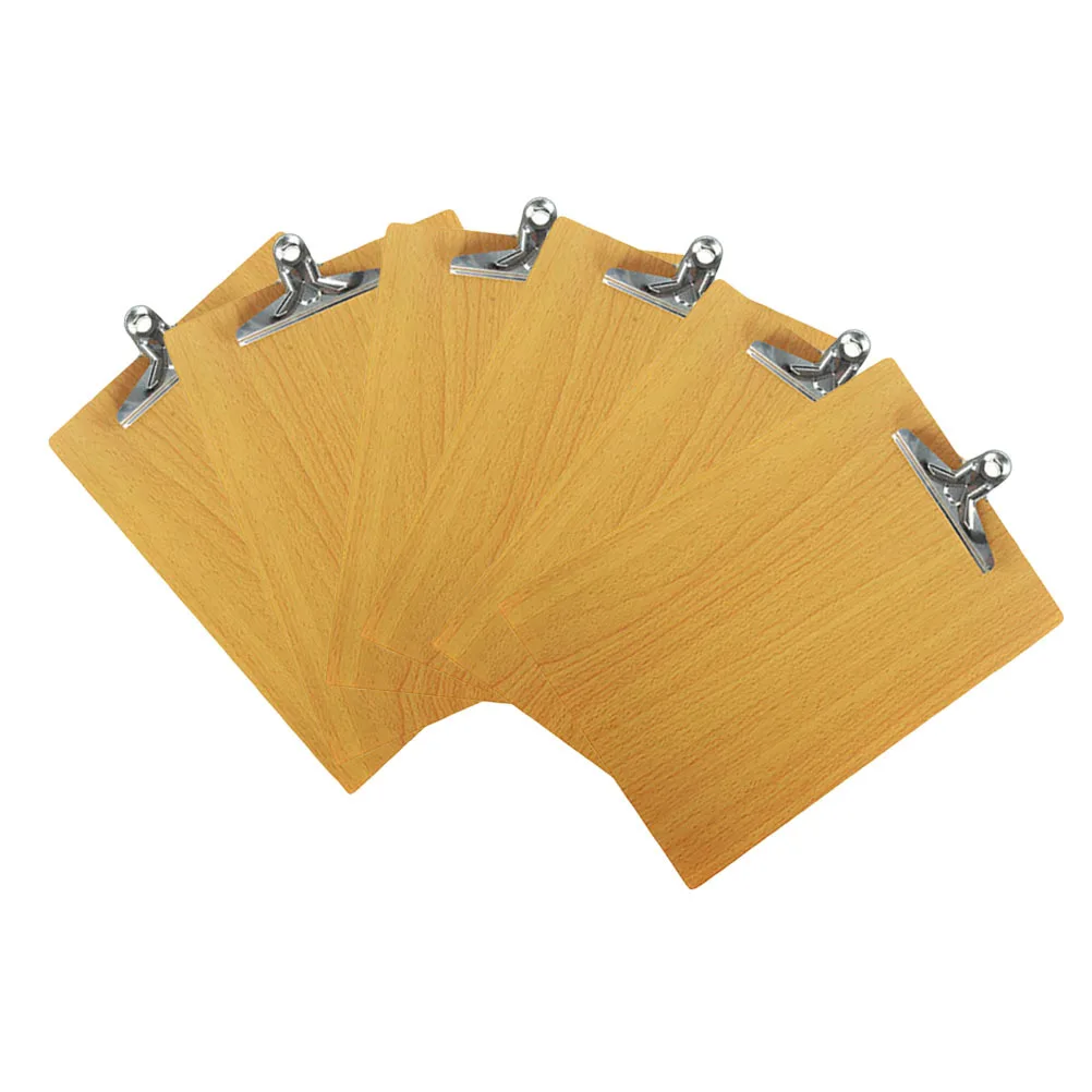 

6pcs A4 Letter Size Hardboard Clipboards Polished Metal Low Profile Clip Strong Clamping Force Rust Resistant Wooden