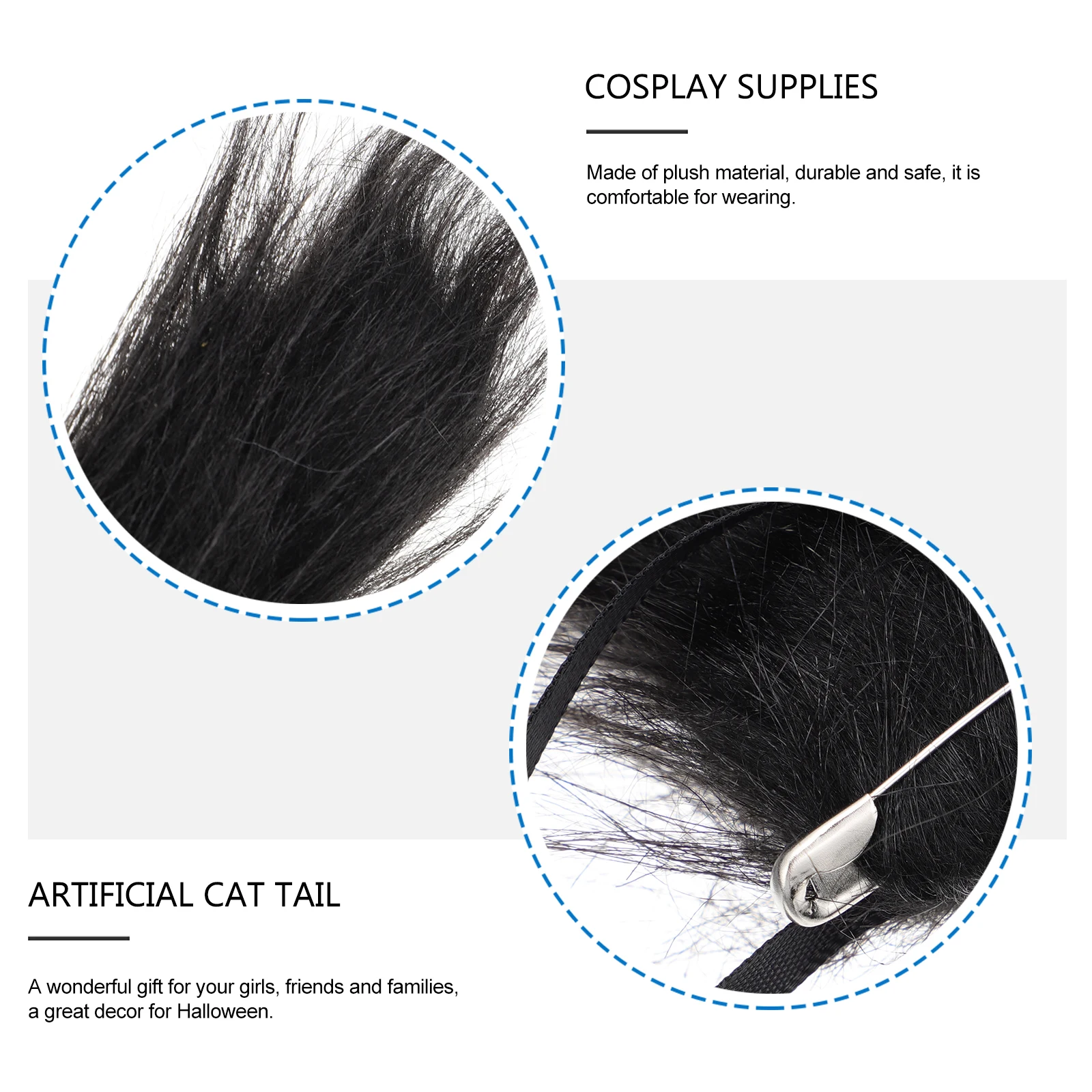 

2pcs Faux Cat Tail Costume Accessory For Halloween Party Cosplay Role Play Masquerade Outfit Gift Durable Material Comfortable