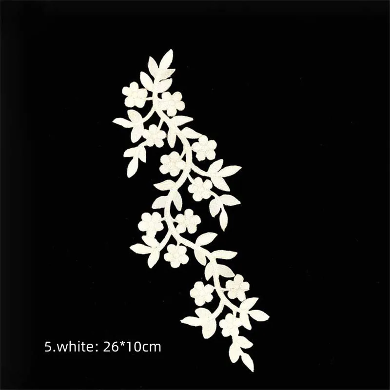 26*10CM/Floral Applique Clothes Stickers Patch Thermocollant,Plum Blossom Flower Embroidery Iron On Patches for Clothing,Dress