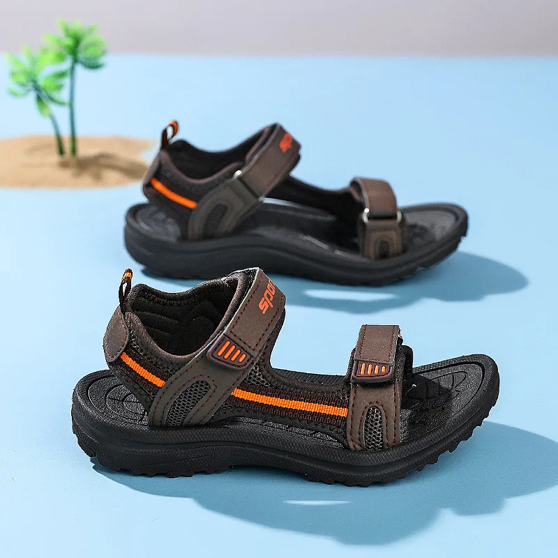 Children's Sandals Boys 6-12 Years Old 2024 Summer New Lightweight Soft Sole Medium and Large Children Girls Casual Beach Tre...