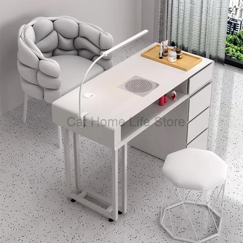 

Nordic Multifunction Manicure Table Dressing Modern Marble Tabletop Simple Nail Table Cream Style Salon Furniture Nail Desk LLMT