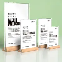 Double Sided Acrylic Sign Holder Wood Base A4/A5/A6 Size Bulletin Board Acrylic Material Table Top Display notice supplies 2