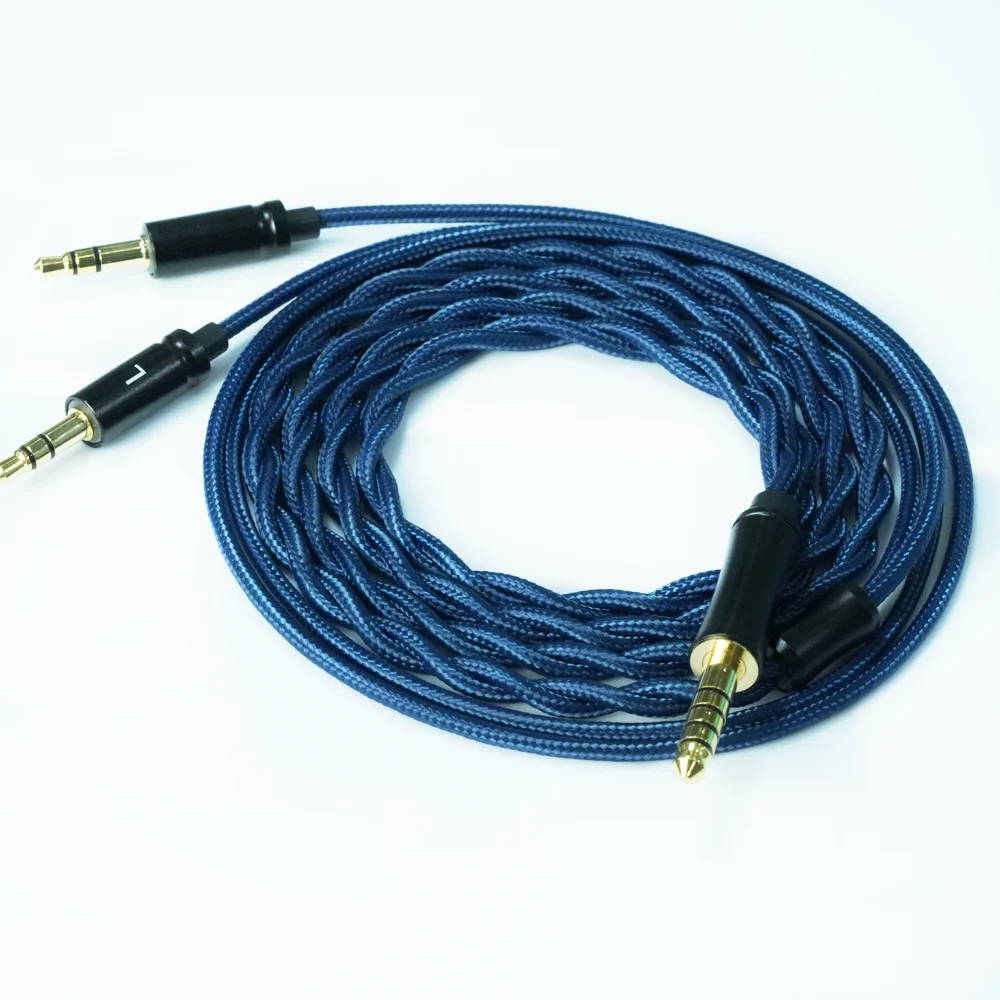 XINHS X18 2-adriges, versilbertes Einzelkristall-Kupfer-Kabel für Kopfhörer mit Koaxial-HD650/1-zu-2-Buchsen, Dual-3,5-mm/4,4-mm-Balancenkabel – Detail 4
