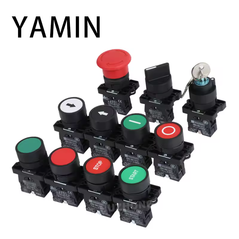 3pcs 22mm Push Button Switch Self Reset Momentary Start Stop With Arrow Symbol Plastic XB2 1NO 1NC 10A 600V