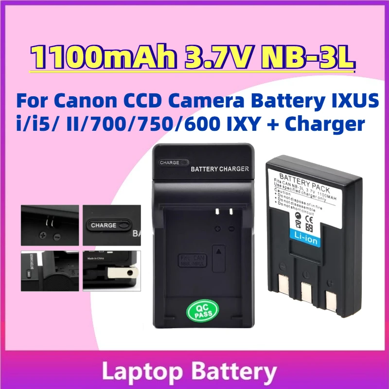 

Grade A In Stock 1100mAh 3.7V NB-3L Rechargeable Battery for Canon CCD Camera Battery IXUS i/i5/ II/700/750/600 IXY + Charger