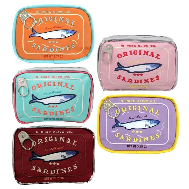 X5XA Stylish Sardine Can Cosmetic Bag Practical PU Makeup Bag Fashion Storage Pouches Perfect For Travel And Work