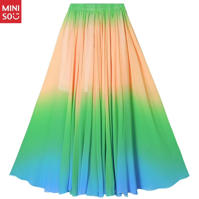 Klasyczna spódnica do tańca, rozkloszowana, do tańca nowoczesnego, do ćwiczeń, długa, damska, dla dorosłych, do tańca towarzyskiego, na występy, elegancka spódnica z gazy.