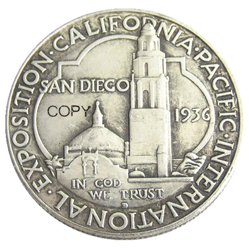 USA 1936D San Diego Commemorative Half Dollar Silver Plated Copy Coin