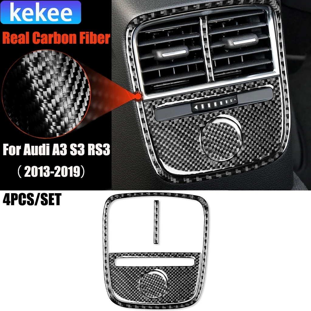 

Carbon Fiber Car Accessories Rear Air Vent Panel Set Modified Interior Trim Cover Soft Sticker For Audi A3 S3 RS3 8V 2013-2019