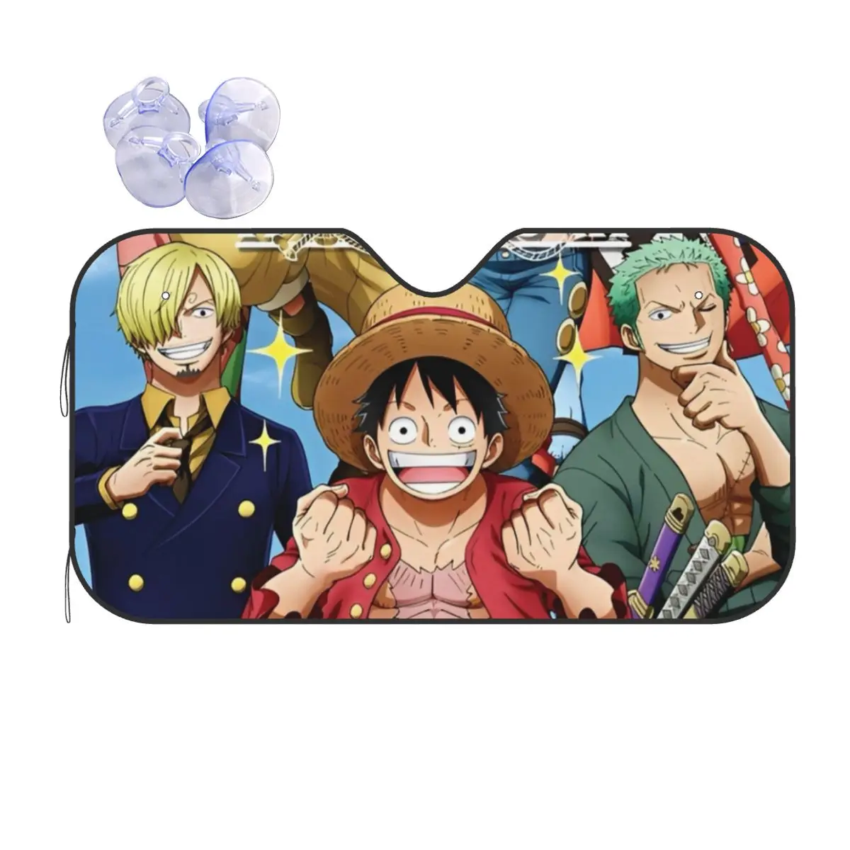 One Piece Luffy Windshield Sunshade Anime Polyester Car Front Window Visor 76x140cm Car Window Windscreen Cover UV Protector