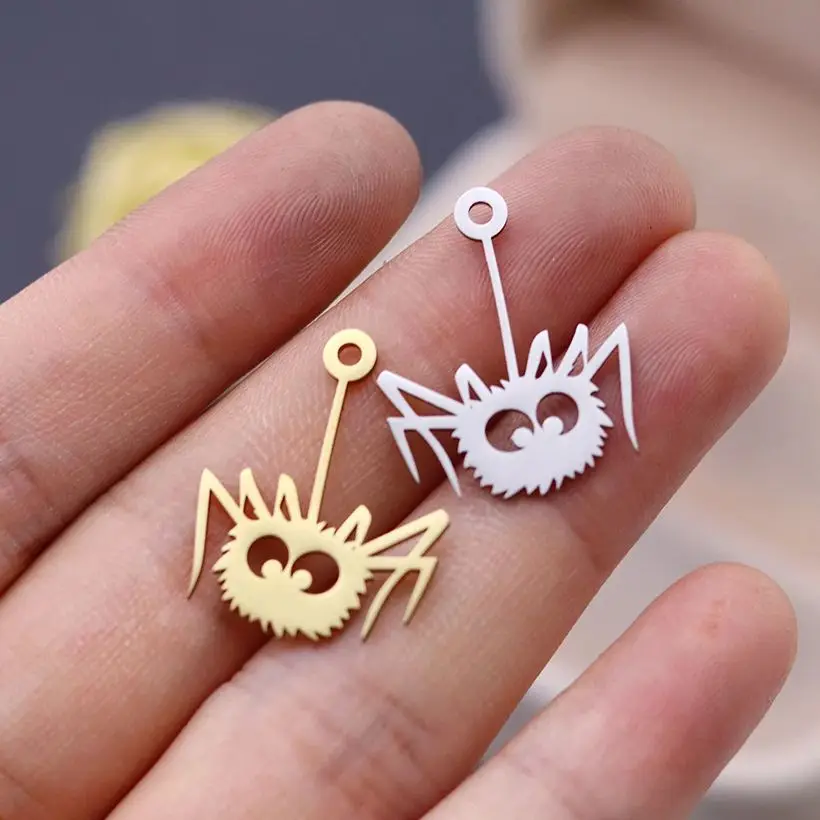

3pcs Cartoon Eggette Spider Charms Tassels diy Accessories Earrings Jewelry Making Stainless Steel Pendant Halloween Supplies