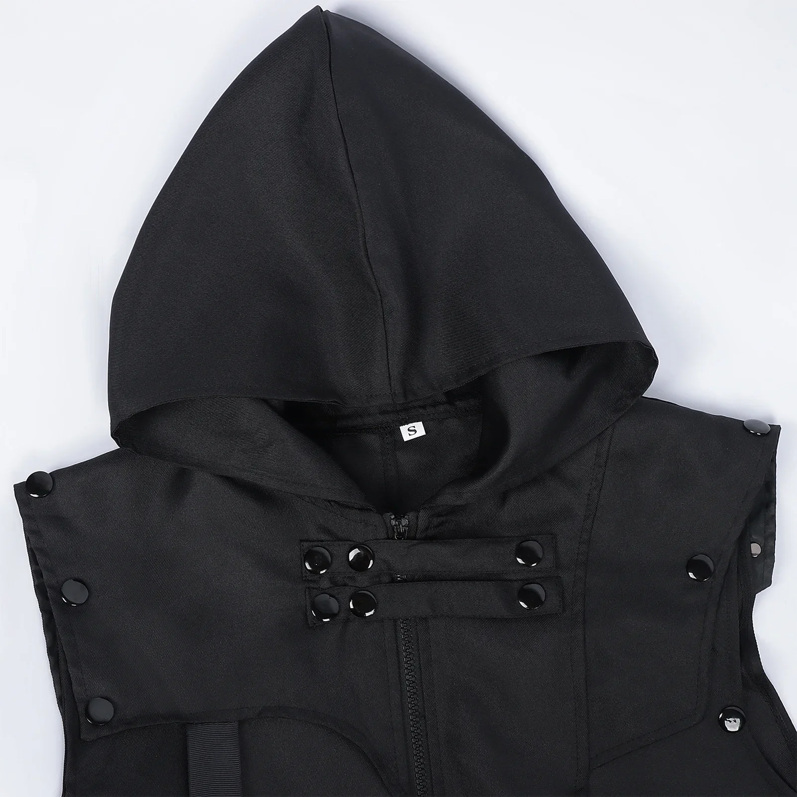 جديد الرجال الأسود الهيب هوب خندق معطف قمصان سويت شيرت بقلنسوة لا الأكمام مقنعين عباءة غير النظامية تصميم سترة طويلة الشارع الشرير سترة