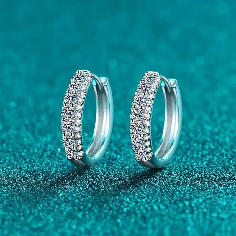 

S925 Pure Silver All Moissanite Earrings, Simple and Fashionable Earrings, Women's Wedding Jewelry Gifts, Customized Wholesale