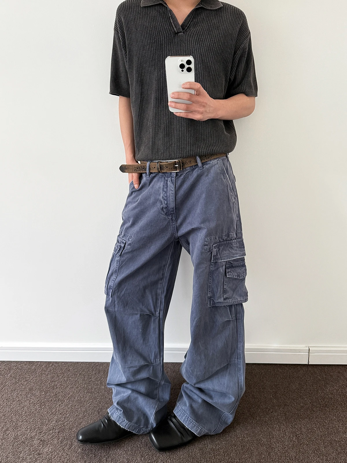 

Мужские брюки PUEE в американском ретро-стиле, винтажные рабочие брюки свободного прямого кроя, повседневные, износостойкие, молодежные, стильные