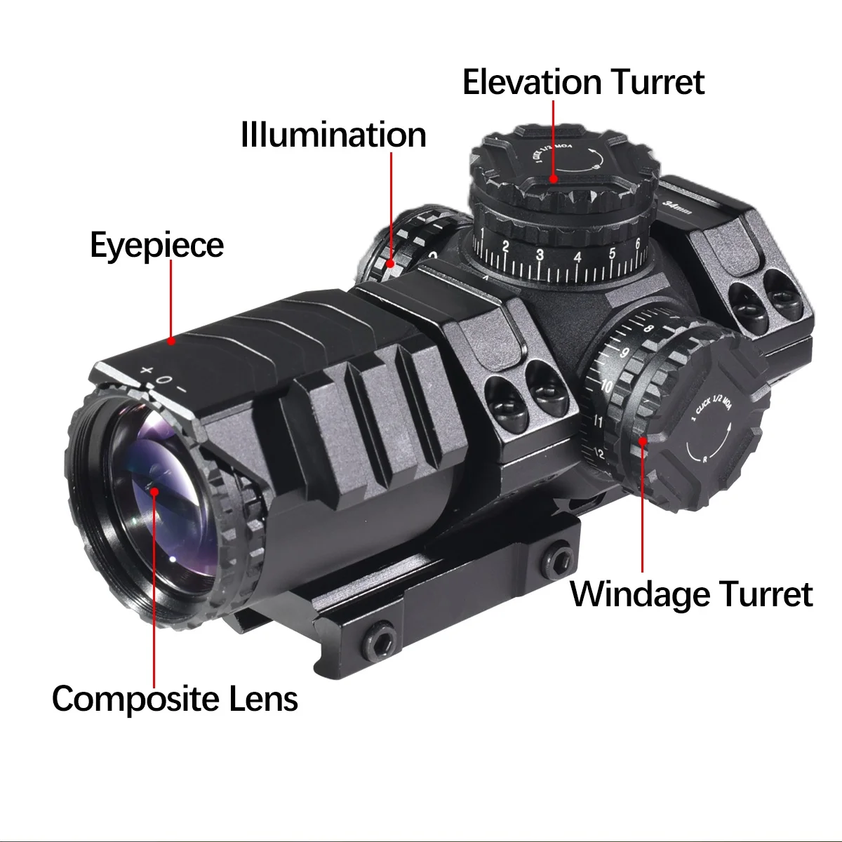 ريفلسكوب تكتيكي للصيد ، بصري ، مدمج ، قوس متقاطع ، قصير ، منظار إيرسوفت ، مسدس ، منظار بندقية ، موازاة 3 × ، سكة 20 ، 3x30IR #4