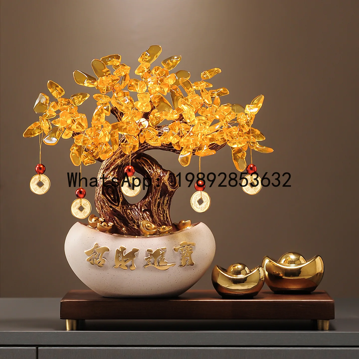 YFY Money Tree Wealth-Attracting Ornament Prosperity Rolling Living Room Office Light Luxury High-End Decorations Opening