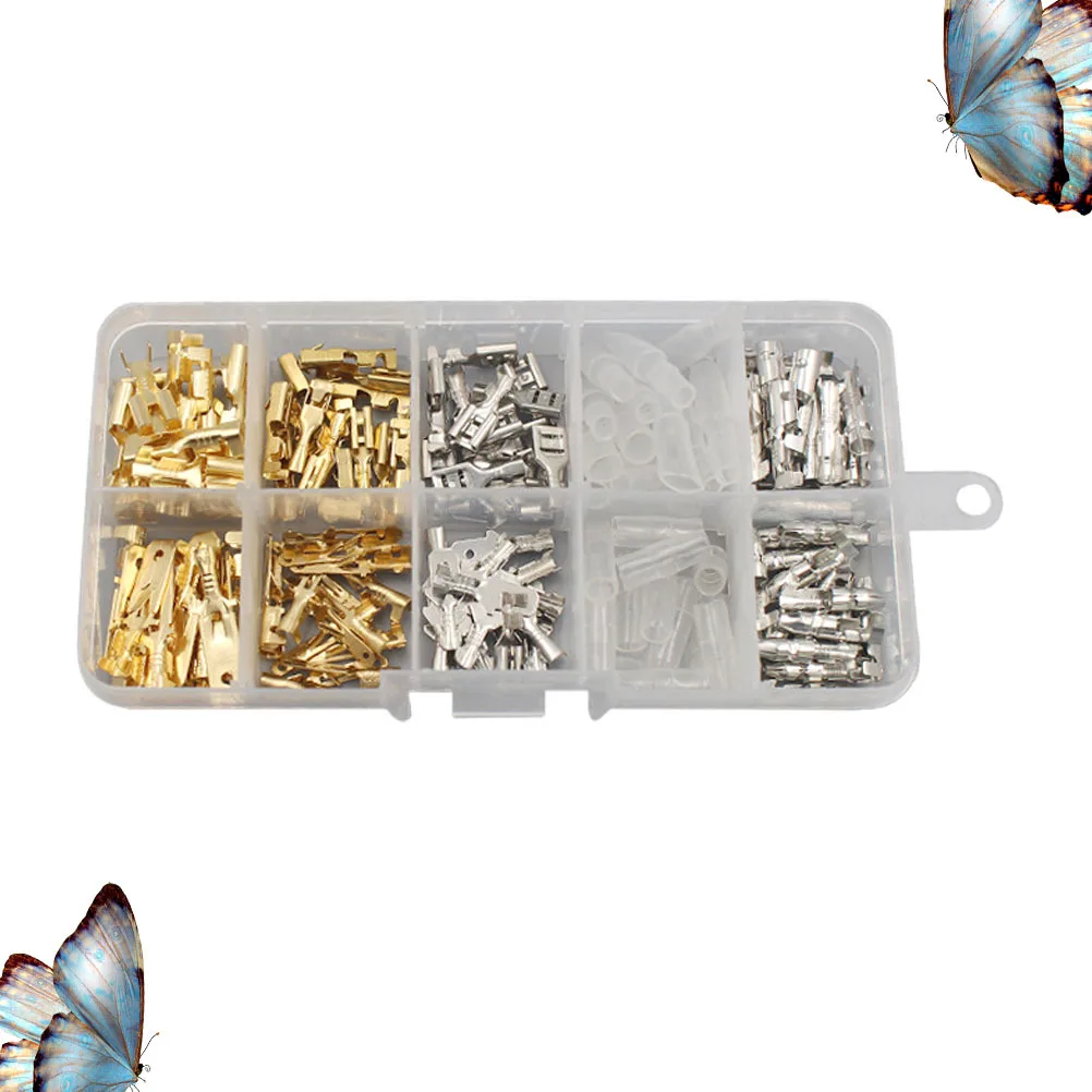 

150pcs Automotive Connector Terminal 6.3Mm Insert Spring Wiring Connection Stud Car Wire Terminal Block Repair Kit For Auto