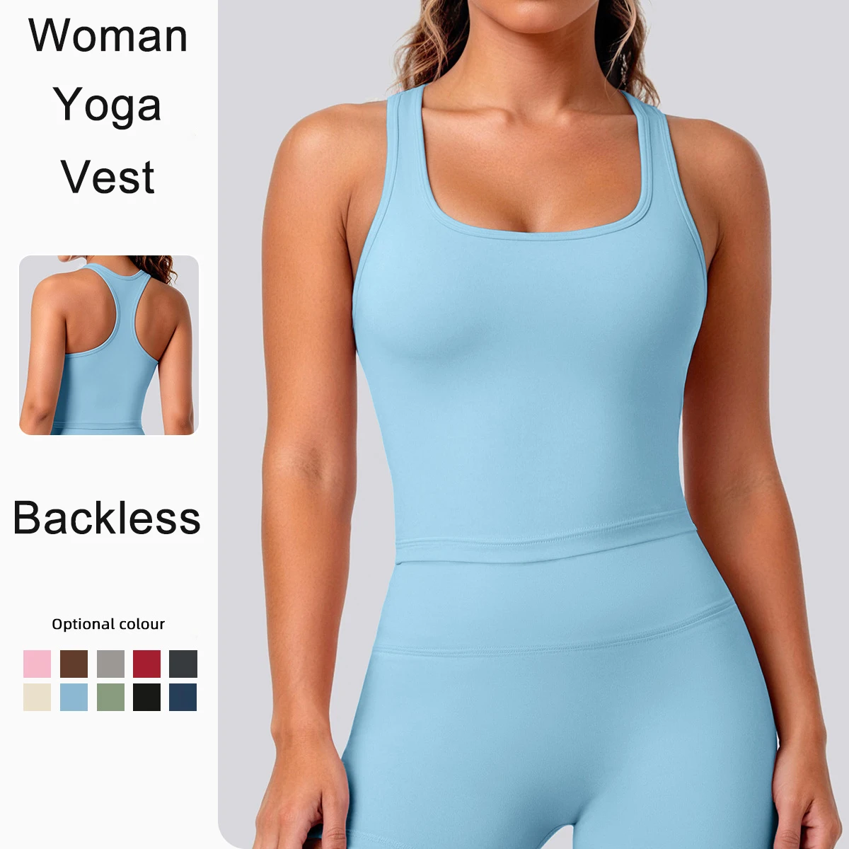 Rooftrellen 1PC Summer Beautiful Back I-shaped Vest Shockproof Workout Top Gym Running Woman's Yoga Vest with Chest Pad