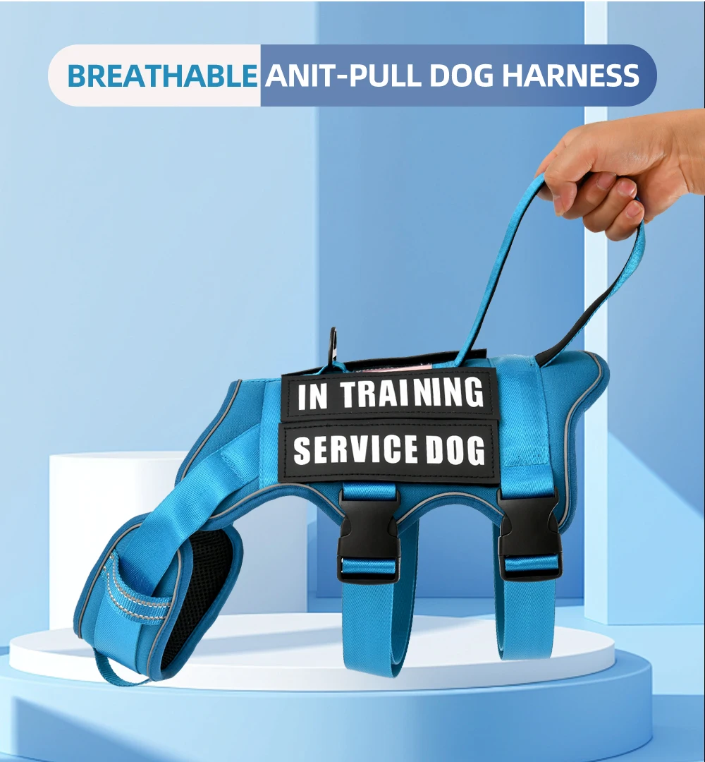 Reflective Tactical Dog Harness Vest No Pull Soft Padded Pet Harness with 4 Dog Patches And Address Note