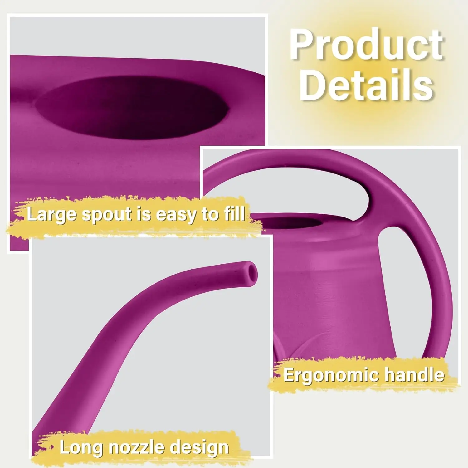 1/2 Gallon Watering Can with Long Spout for Indoor Plants and Garden Watering, Rose Red view 3