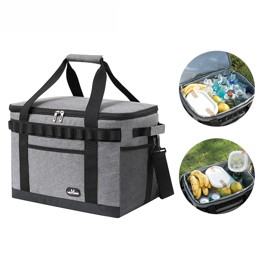 Waterproof Oxford Large Insulated Cooler Bag Thermal Food Tote for Outdoor Camping Picnic Family Trip Lunch Box Storage