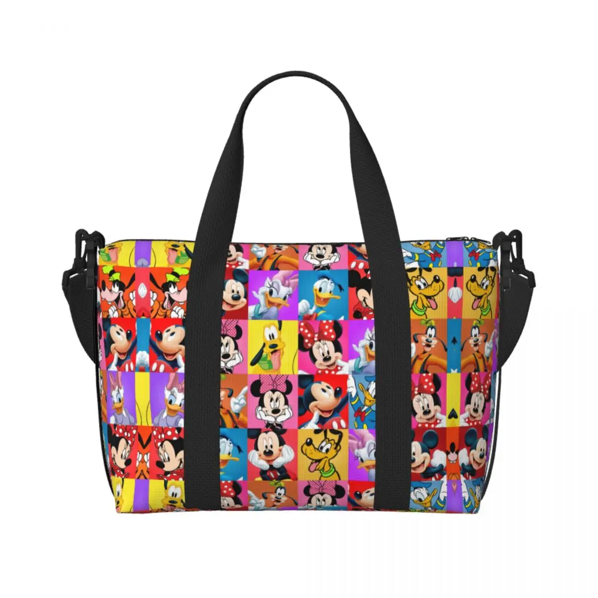 

Custom Minnie Anime Mickey Mouse Friends Cartoon Beach Tote Bag Women Large Compartment Beach Gym Travel Bags
