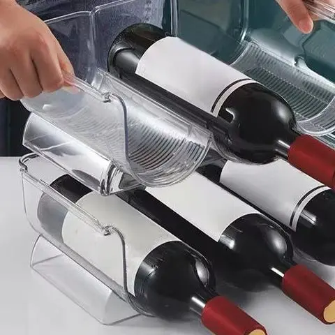 Soporte para mostrador de gabinete de vino, estante de almacenamiento de vino, soporte apilable para botellas de vino, soporte de almacenamiento de vino tinto, soporte de pared para champán