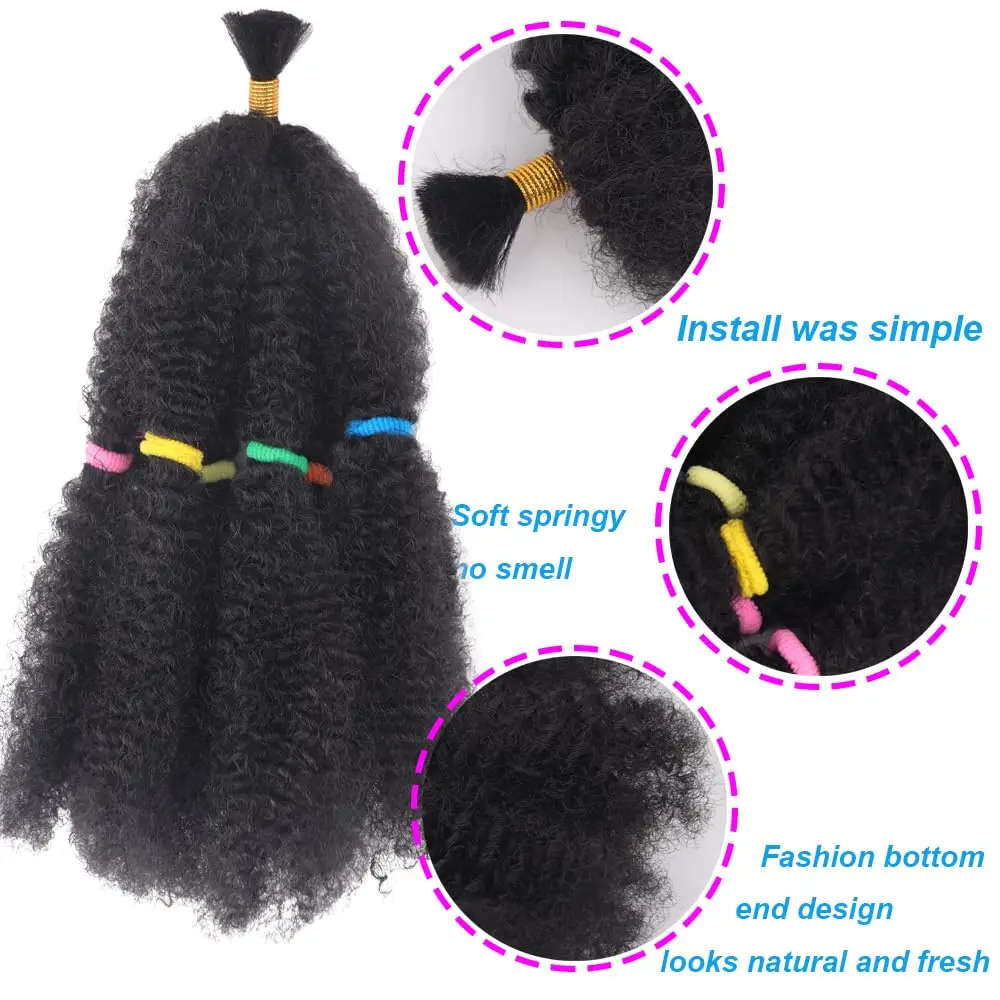 Afro Kinky Twist Hair  Curly Braiding Hair 12 Inch Pre Fluffied Afro Kinky Hair Synthetic Bulk Hair Extensions For Women