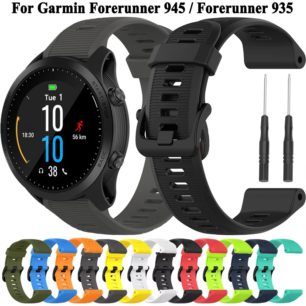 Sports Silicone Strap For Garmin Forerunner 945 / Forerunner 935 Strap Watch Band Replacement Wristband Bracelet + Screwdriver