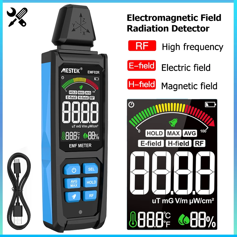 Detektor promieniowania elektromagnetycznego pole magnetyczne pola elektrycznego RF detektor miernik EMF przyrząd pomiarowy wysokiej częstotliwości