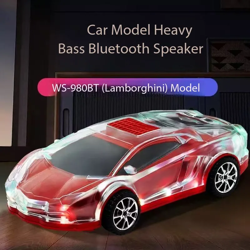 

Портативный беспроводной динамик, красочная светодиодная вспышка, форма автомобиля, Bluetooth сабвуфер, музыкальный плеер, USB FM TF AUX, подарок на вечеринку