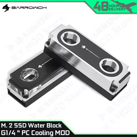 Barrowch M2 SSD Water Block 2280/22110/PCIE/SATA Heatsink G1/4" for PC Gaming Liquid Cooling Building MOD FBM2280-PA