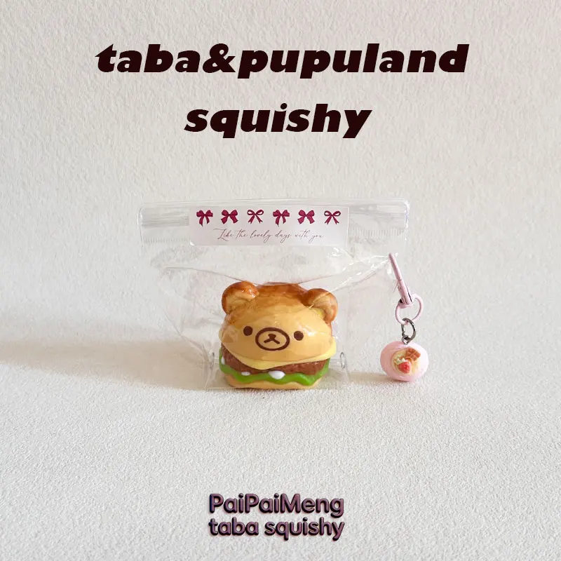 BearBurgerTabaSquishy Handmade Exclusive Fast Rebound Food Grade Safe Relieve Hand Stress Relax Mood Cute Exquisite Buy3Get1free