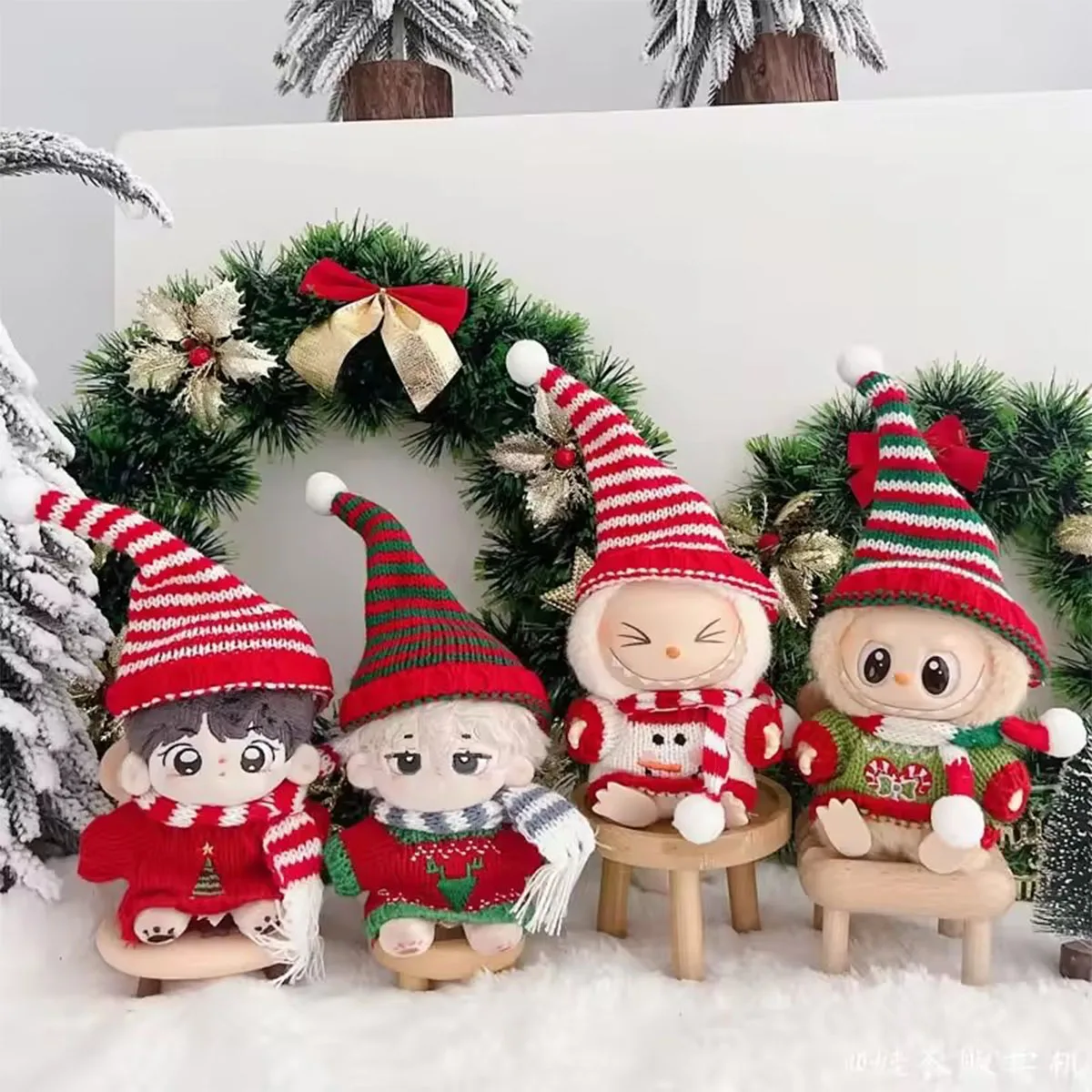 

Одежда для куклы Labubu, наряд, рождественский комплект свитеров, детский подарок, зеленые аксессуары в комплекте для детей, одежда для кукол