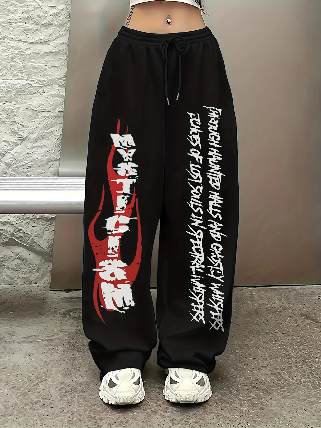 

Casual Sportswear Sweatpants, Trendy Letter-printed Drawstring Straight-leg Sportswear Trousers, Daily Casual Wear