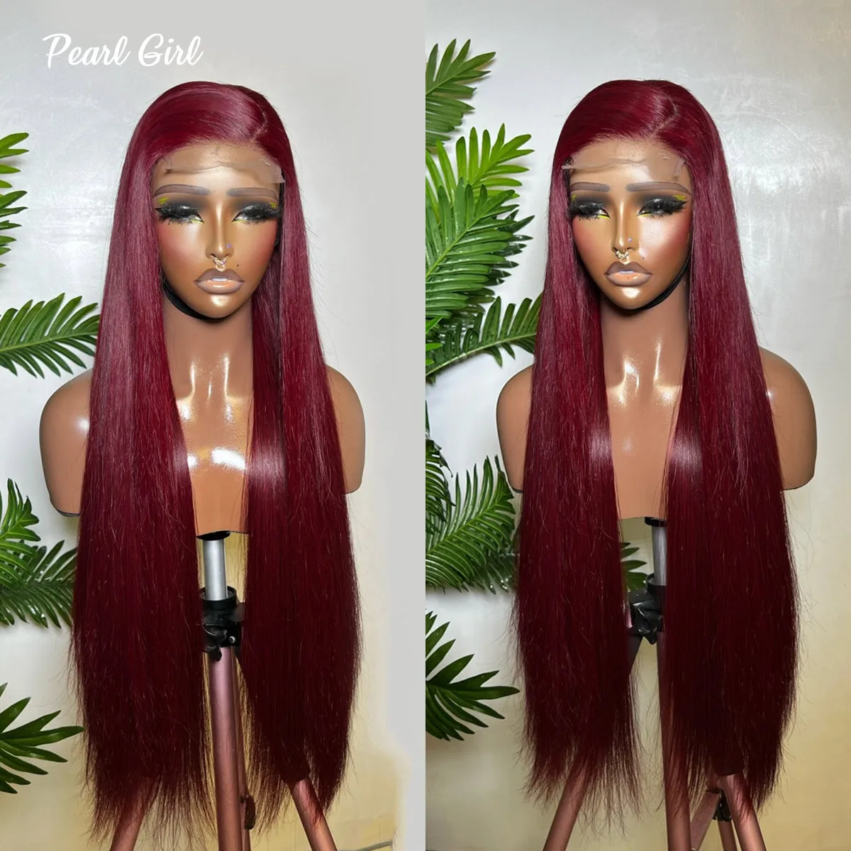 

400 High Density Straight 13x6 HD Lace Front 99j Burgundy Human Hair Wig 13x4 Full Frontal Wine Color Wigs for Woman Pre Plucked