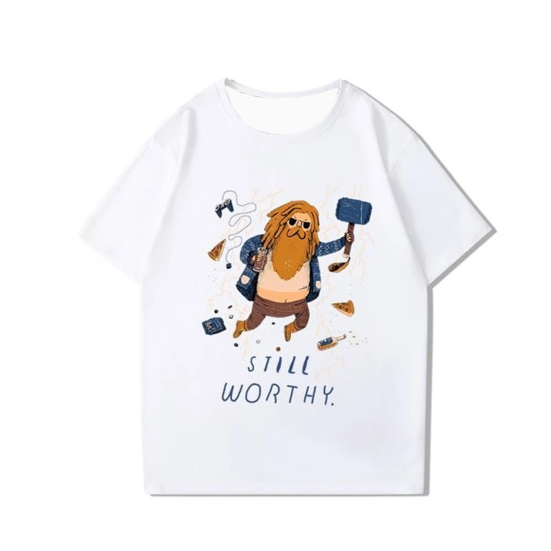 Avengers Thor Marvel Fat Guy T-shirt met lange mouwen voor heren en dames; T-shirt met 3D-top met korte mouwen en ondergangstijl