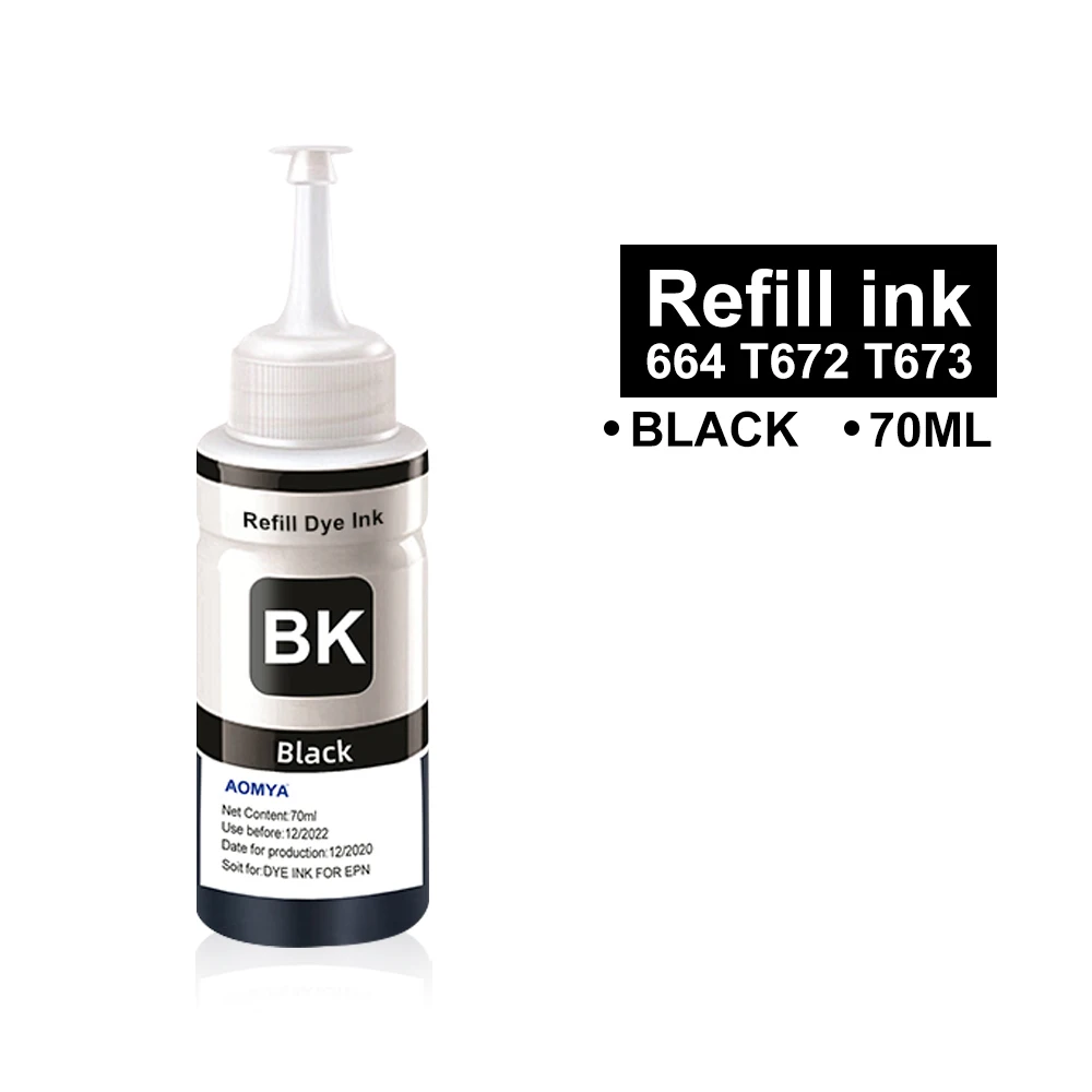 Kit de recarga de tinta corante 664 673, 6x70ml, para epson l800, l801, l805, l810, l850, l1800, l380, l565, t6731, t6732, t6733, t6734, t6735, t6736