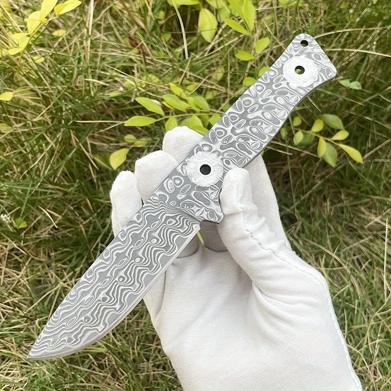 DIY полуфабрикатный нож из дамасской стали пустой цельный с фиксированным лезвием для кемпинга на открытом воздухе заготовки EDC Фото №5