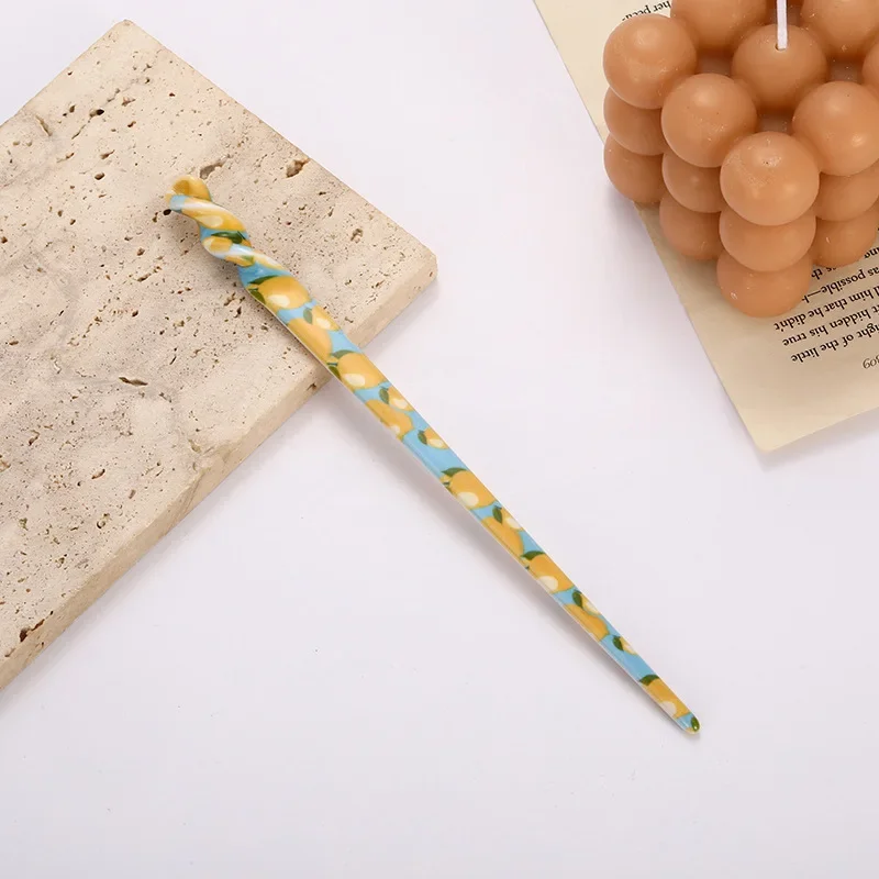 Vintage Chinese Style Hair Sticks Acetate Resin Chopstick Ponytail Holders Geometric Acrylic Hairpin for Women Hair Accessories