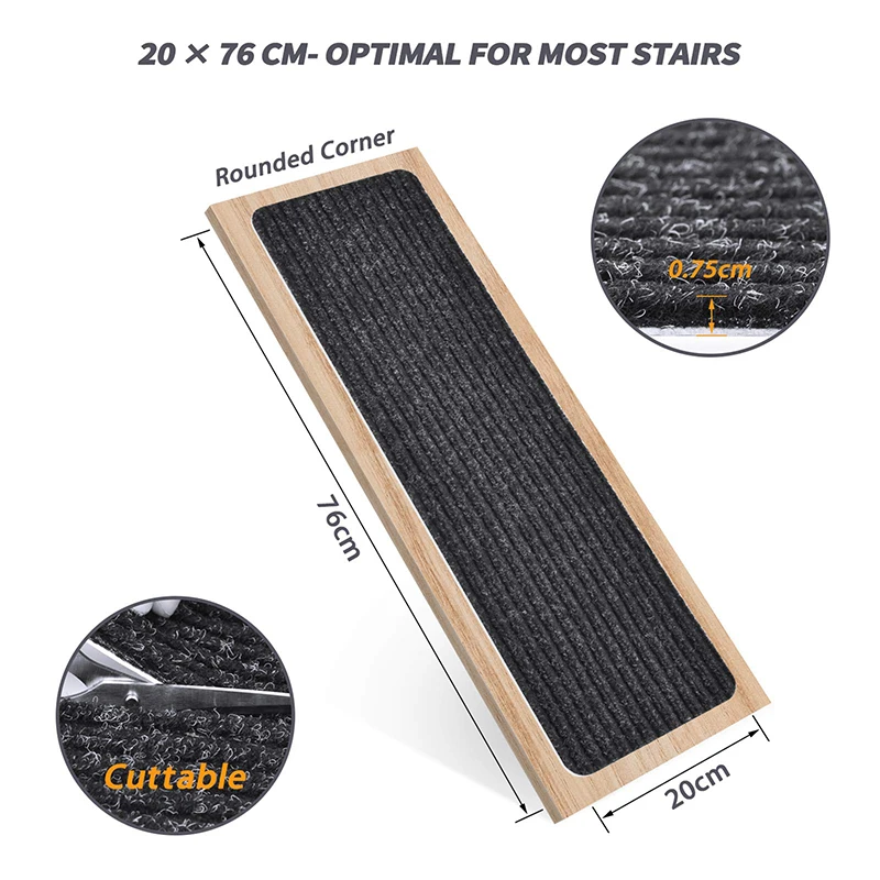 20x76cm Soft Stair Stepping Mat Variety Pattern Self-adhesive Non-slip Water Absorption Stair Carpet Mat Protector Rug